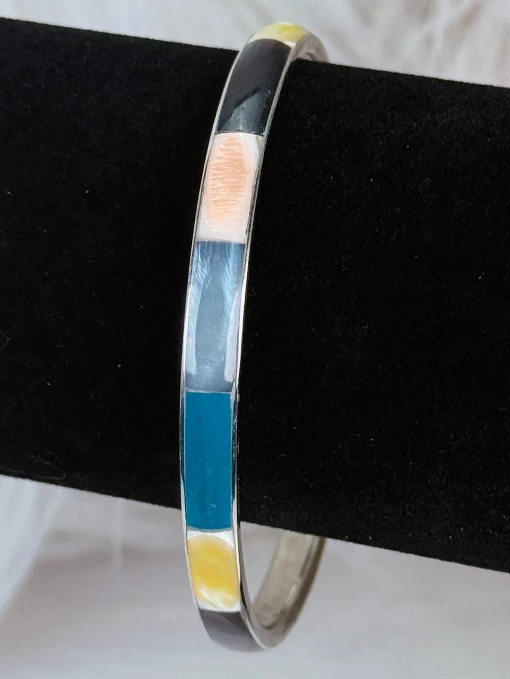 Vintage Silvertone Colorful Bangle Bracelet